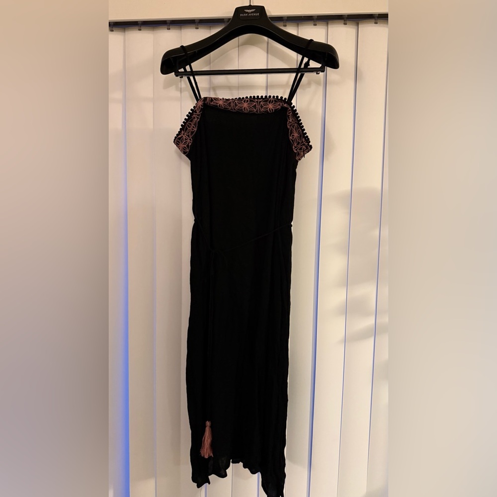 Elegant Black Dress with Pink Accents